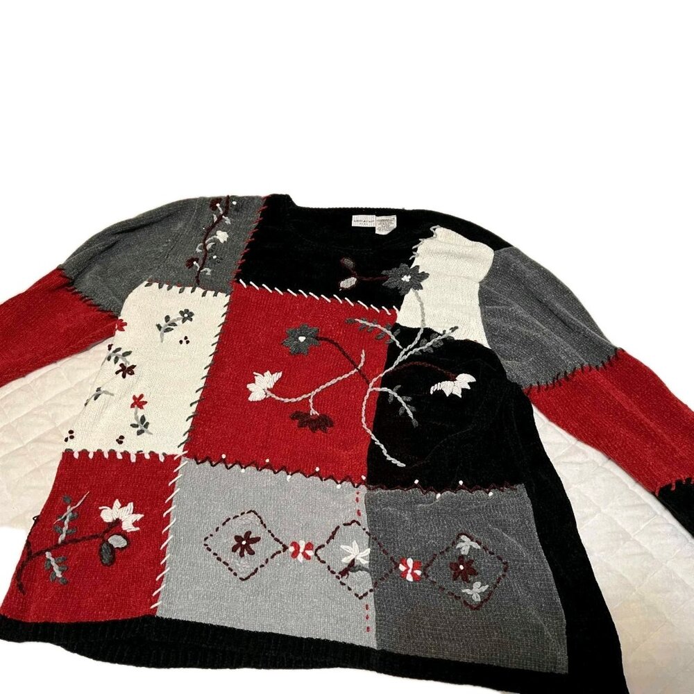 White Stag Plus Holiday‎ Floral Pullover Sweater Woman Size 22-24 Ugly Sweater